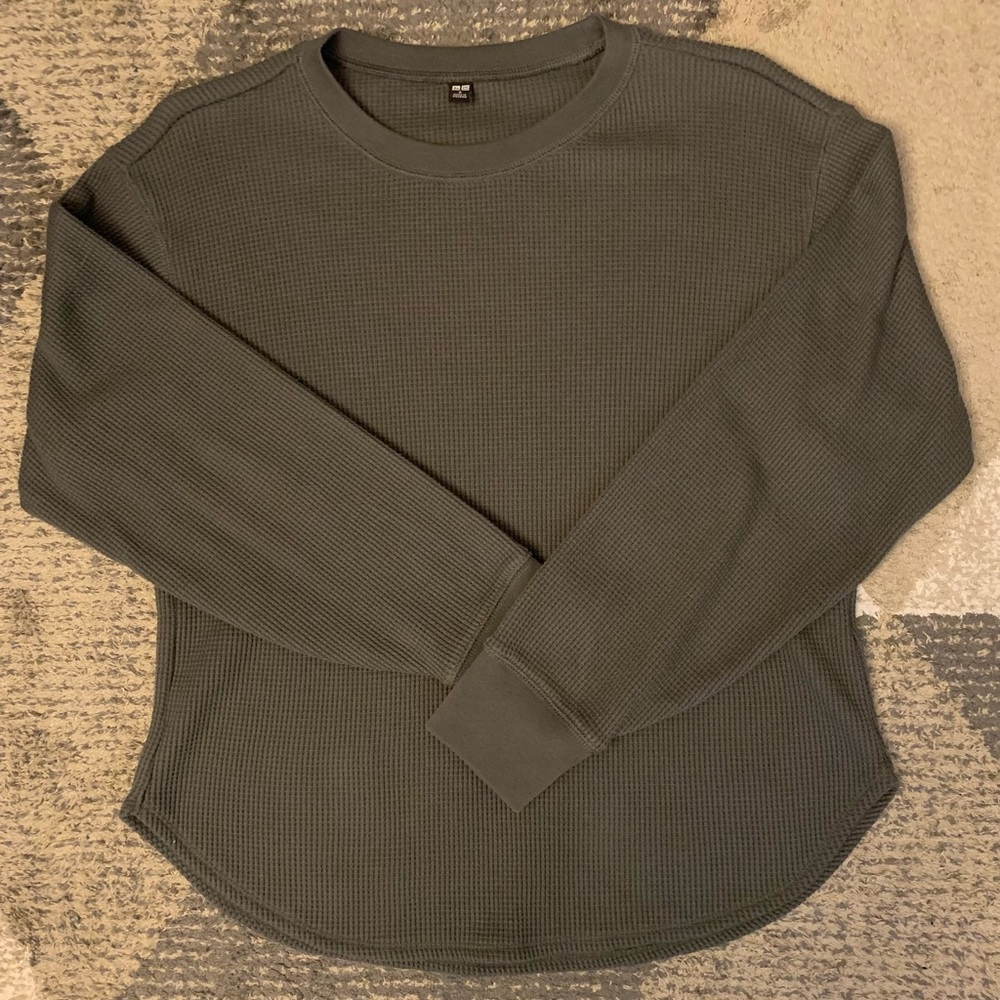 UNIQLO - Women’s Waffle T-Shirt | Long-Sleeve (Green)